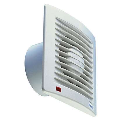 Bild von Bad/WC-Ventilator E-Style 100T mit mechanischer Verschlussklappe und Nachlauf.