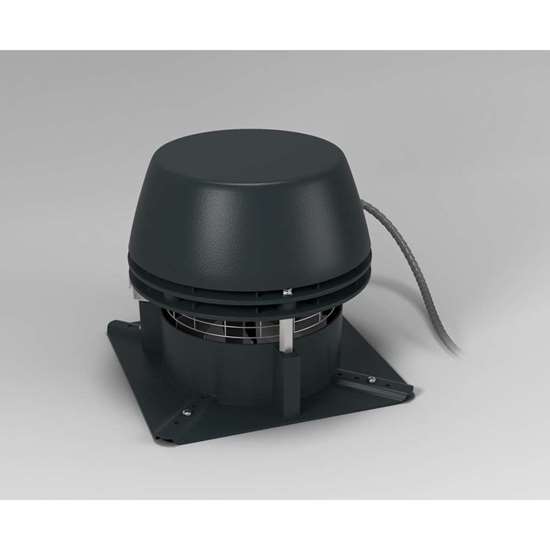 Immagine di Ventilatore a camino/estrattore di fumo RS-9 230V con ingranaggio assiale. Scarico assiale orizzontale. Continuamente variabile. (exodraft).