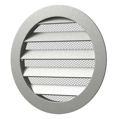 Image de Grille de ventilation en aluminium 10RKM, ronde Ø 100 mm,  avec moustiquaire. (Outdoor). Avec bride de montage Diamètre extérieur 125mm.