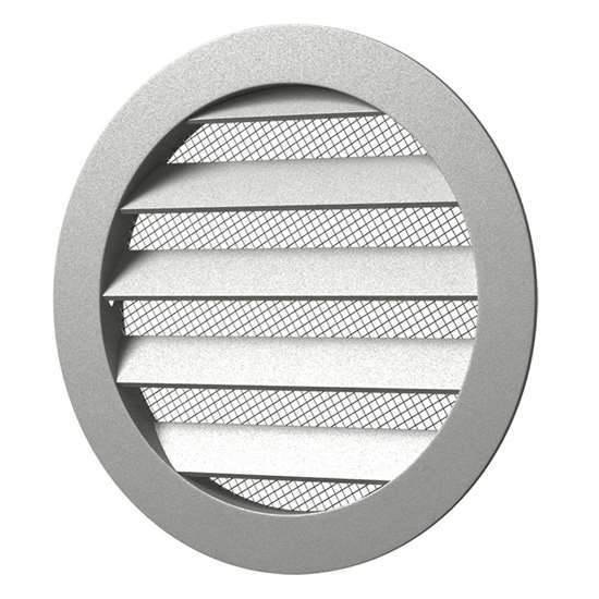 Image sur Grille de ventilation en aluminium 10RKM, ronde Ø 100 mm,  avec moustiquaire. (Outdoor). Avec bride de montage Diamètre extérieur 125mm.