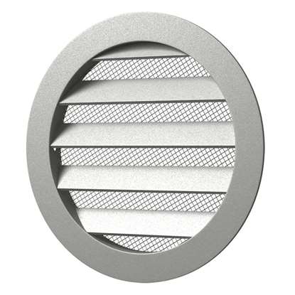 Image de Grille de ventilation en aluminium 12.5RKM, ronde Ø 125 mm,  avec moustiquaire. (Outdoor). Avec bride de montage Diamètre extérieur 150mm.