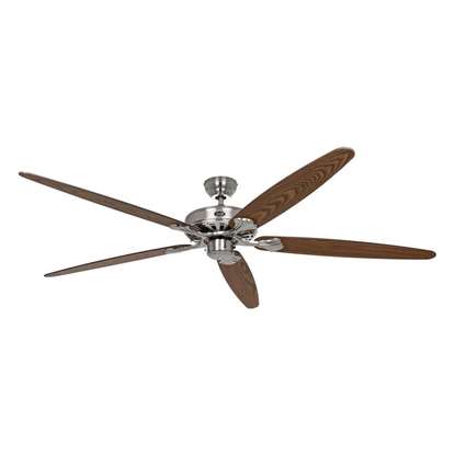 Image de Ventilateur de plafond Classic Royal 180 BN, chrome brossé Ø 180cm. Hélices chêne antique/noyer. (Casafan)