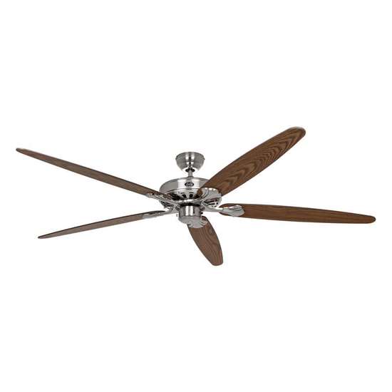Image sur Ventilateur de plafond Classic Royal 180 BN, chrome brossé Ø 180cm. Hélices chêne antique/noyer. (Casafan)