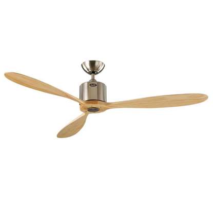 Image de Ventilateur de plafond Aeroplan Eco BN-NT chromé brossé, Ø 132cm, avec télécommande. Couleur d'hélices nature. (Casafan)