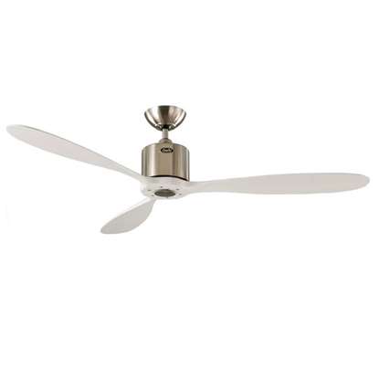 Image de Ventilateur de plafond Aeroplan Eco BN-WE chromé brossé Ø 132cm, avec télécommande. Couleur d'hélices blanc. (Casafan)