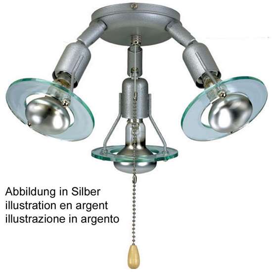 Image sur Lampe Royal 3 spot réglable avec anneau en acryl chrome. Ampoule max. 25watt.