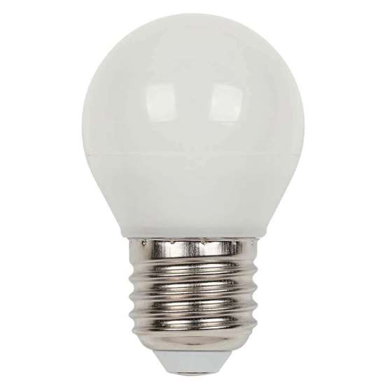 Image sur LED 5.0 W LED boule 5G45,E27. Blanc chaud Dimmable, 30 Kelvin.