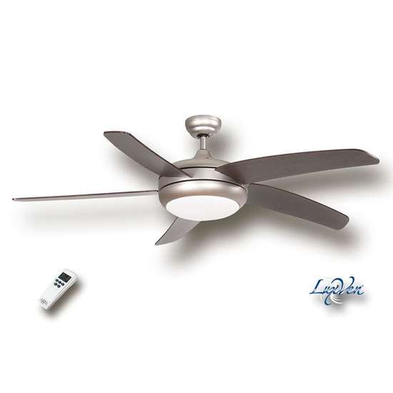 Bild von Deckenventilator GREEN Sword Mattchrom Ø 134 cm. Gehäuse (Motor) Mattchrom mit Fernbedienung.