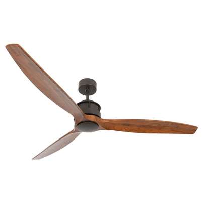 Immagine di Ventilatore da soffitto Airfusion Akmani con telecomando (6 velocità) - Marca: Lucci air - Cassa: Oil Rubbed Bronze, 3 eliche in Koa - Diametro: 152cm - DC-Motore 36W - Modo estate/inverno - Beacon Lighting.