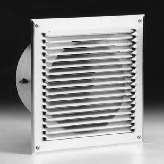 Image sur Grille pare pluie en acier chromé WQ 440x440mm sans moustiquaire. Avec manchon Ø 400mm.