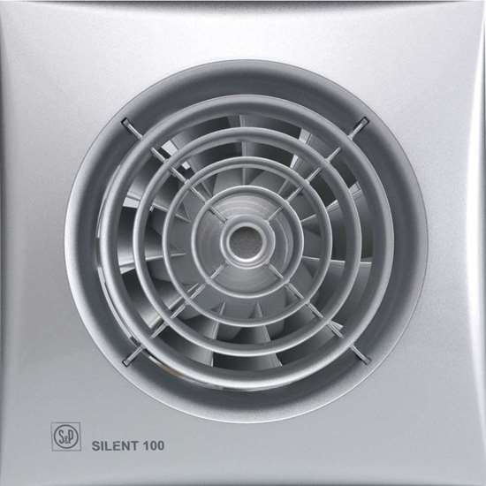Immagine di Bad-/WC-Ventilator SILENT 200 Silver CZ. Ohne Nachlauf mit Rückstauklappe. 230V/50 Hz, 14 W. (Soler und Palau)