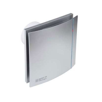 Immagine di Bad-/WC-Ventilator SILENT 100 Design Silver CZ. Ohne Nachlauf mit Rückstauklappe. 230V/50 Hz, 8 W. (Soler und Palau)