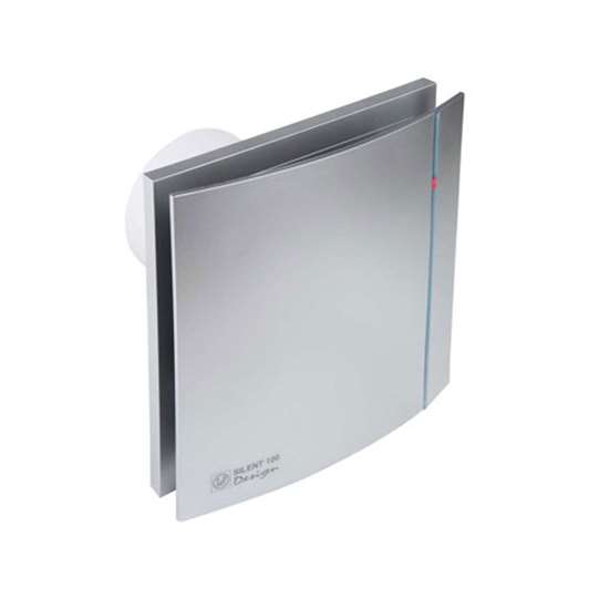 Immagine di Bad-/WC-Ventilator SILENT 100 Design Silver CRZ. Mit Nachlauf mit Rückstauklappe. 230V/50 Hz, 8 W. (Soler und Palau)