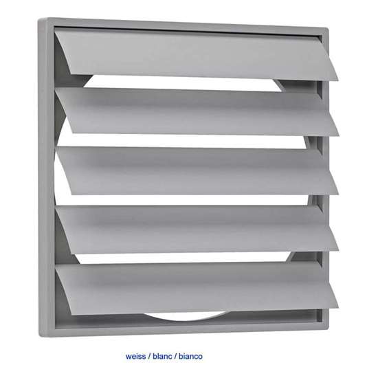 Immagine di Valvola di chiusura in plastica RK 35 WSK 397x397mm per ventilatore Ø 360mm bianca.