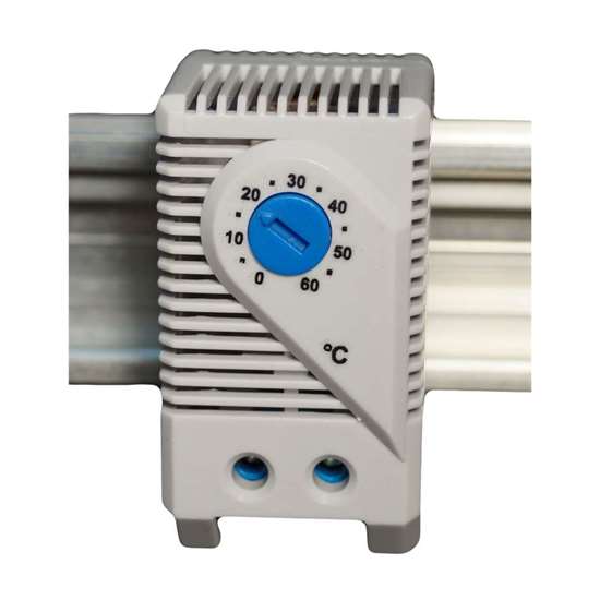 Image sur Thermostat TMS NO (bleu) KTS 011 0-60 GR. NO pour armoire électrique, boîtier en plastique.