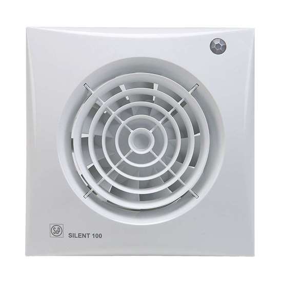 Bild von Bad-/WC-Ventilator SILENT 100 CDZ. Mit Nachlauf, Rückstauklappe, Bewegungsmelder und Betriebslampe. (Soler und Palau)