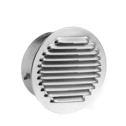 Image de Grille de ventilation SG 80 en acier chromé enfichable. Grille extérieure avec moustiquaire.