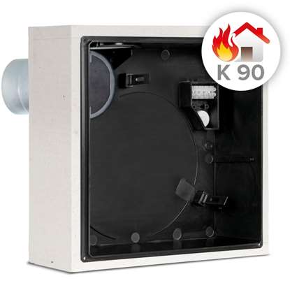Immagine di Scatola da incasso Vortice Quadro EVO QE-B I K90 R bocchettone dietro, con protezione antincendio.