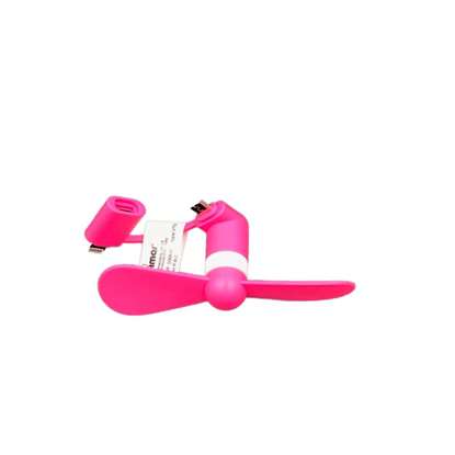 Image de Ventilateur portable pour IOS et Android VT9 rose fuchsia Ø 9cm. Avec connexion USB.