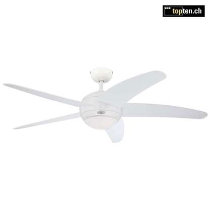 Immagine di Ventilatore da soffitto Bendan LED, Ø 132cm bianco con telecomando (Westinghouse) colore eliche bianco.