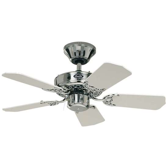 Bild von Deckenventilator Classic Royal 75 CH, chrom Ø 75 cm. Flügelfarbe weiss/lichtgrau ohne Fernbedienung.