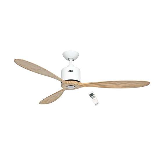 Immagine di Ventilatore da soffitto Aeroplan Eco WE-NT, bianco Ø 132cm, con telecomando. Colore eliche naturale. (Casafan)