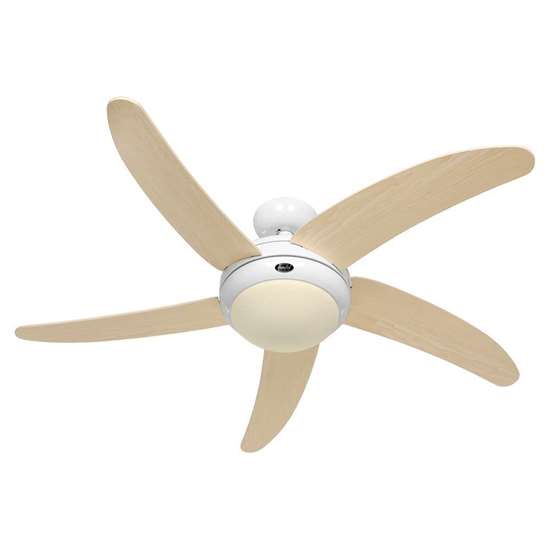 Immagine di Ventilatore da soffitto Elica 132 WE-AH, bianco Ø 132cm, con telecomando. Colore eliche acero. (Casafan)