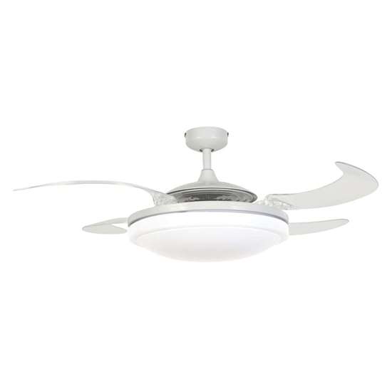 Image sur Ventilateur de plafond Fanaway Evo2 avec télécommande (3 vitesses) - Marque: Fanaway, Boîtier: blanc, 4 hélices en acrylique - Diamètre: 121 cm - Moteur 60W - Beacon Lighting, The Australian Original.