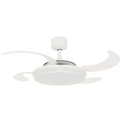 Immagine di Ventilatore da soffitto Fanaway Evo1 con telecomando (3 velocità) - Marca: Fanaway, Cassa: bianco, 4 eliche in acrilico, Diametro: 122 cm - Motore 60W - Beacon Lighting, The Australian Original.