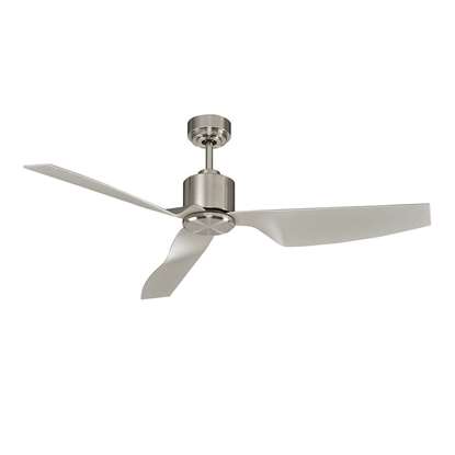 Image de Ventilateur de plafond Airfusion Climate II avec télécommande (6 vitesses), Marque: Lucci air, boîtier: chromé brossé, 3 hélices en argent, diamètre: 127cm - DC-Moteur 35W, mode été/hiver - Beacon Lighting.