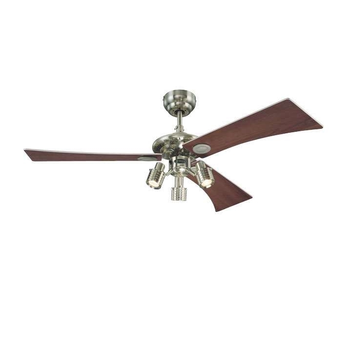 Deckenventilator Audubon, Nickel gebürstet, 3 Flügel Ahorn/Silber Ø