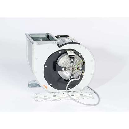 Bild von Radialventilator 230V, CEK 570/EM 25. Thermo Compact, Ansaugseite links. Mit vorwärtsgekrümmten Schaufeln und aussenliegendem EC-Motor. (Fischbach)