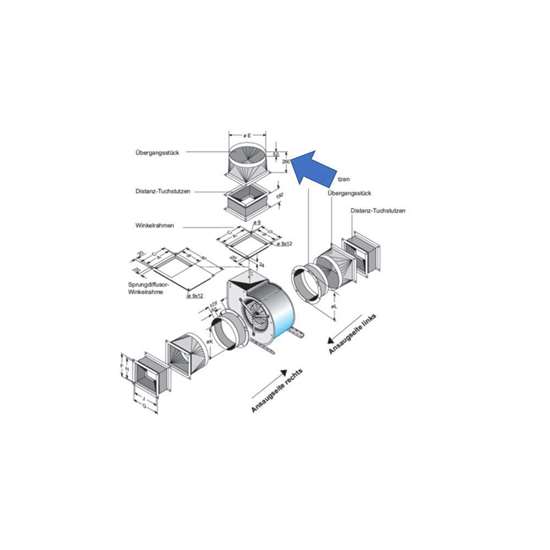 Image sur Pièce de transition pour côté d'extraction. Pour D 240, D 340. (Fischbach)