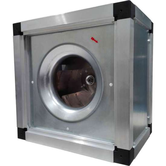 Image sur Ventilateur radiaux 230V, Easy-Box FEB 400/E 35. Ventilateur d'évacuation de cuisine avec une roue libre et de pales recourbées en arrière. 
Convient également pour un montage vertical. (Fischbach)