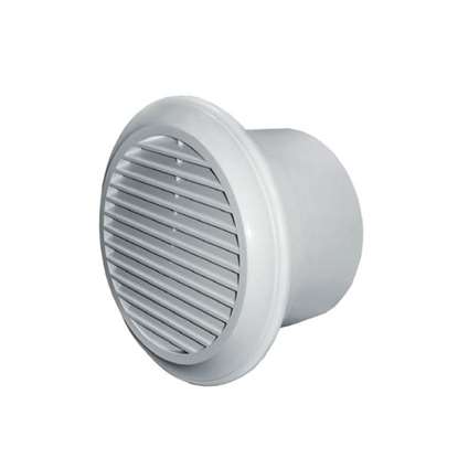 Image de Deco 100 ventilateur salle de bain, sans temporisateur. Avec plaque frontale ronde et clapet de fermeture.