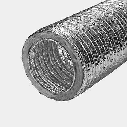 Bild von Isolierter Schlauch Isoaludec 2500, Ø 80mm, Länge 6m. Hochflexibler kälte- und wärmeisolierender Lüftungsschlauch. Betriebstemperatur-30° bis + 250°C.