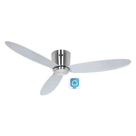 Image sur Ventilateur de plafond économe en énergie Eco Plano II 132 BN-SI, avec télécommande et 6 échelons. Particulièrement plat pour les plafonds bas. WiFi. (Casafan)