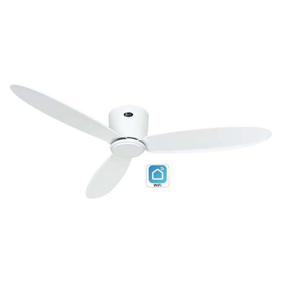 Image sur Ventilateur de plafond économe en énergie Eco Plano II 132 WE-WE, avec télécommande et 6 échelons. Particulièrement plat pour les plafonds bas. WiFi. (Casafan)