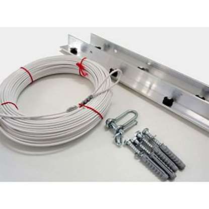 Immagine di Set completo di stendibiancheria Dryfix Alu, 0,95 m di larghezza per 7 corsie. Incluso uno stendibiancheria di 40 metri. Sistema da parete a parete (montaggio diretto sulle supareti, senza staffe o travi a soffitto)