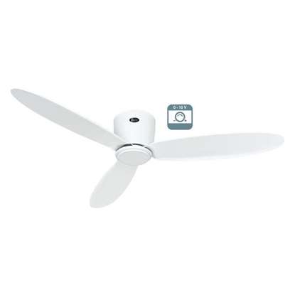 Immagine di Ventilatore da soffitto a risparmio energetico Eco Plano II 132 WE-WE, con telecomando e 6 velocità. Controllo 0-10V. Particolarmente piatto per soffitti bassi. (Casafan)