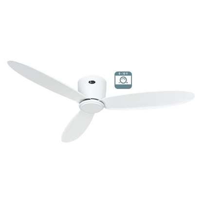 Immagine di Ventilatore da soffitto a risparmio energetico Eco Plano II 132 WE-WE, con telecomando e 6 velocità. Controllo 0-10V. Particolarmente piatto per soffitti bassi. (Casafan)