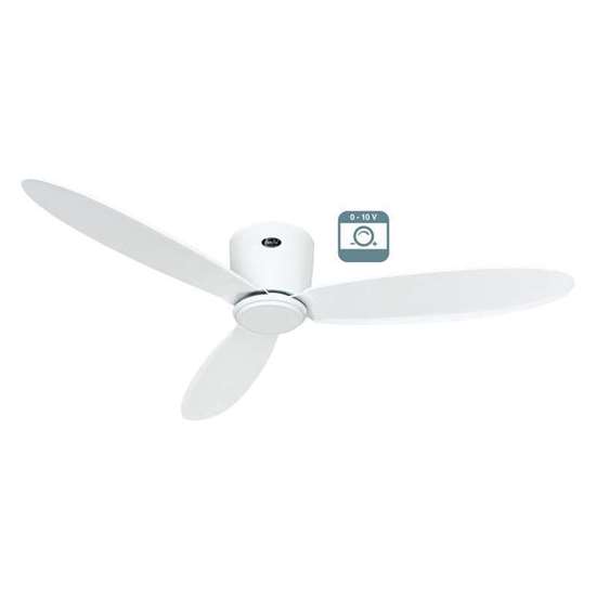 Bild von Energiespar Deckenventilator Eco Plano II 132 WE-WE mit Fernbedienung und 6 Stufen. 0-10V Ansteuerung. Extraflach für niedere Decken. (Casafan)