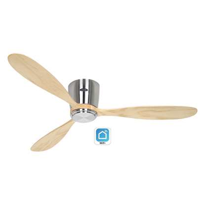 Image de Ventilateur de plafond économe en énergie Eco Plano Wood BN-NT, avec télécommande et 6 vitesses. Particulièrement plat pour les plafonds bas. WiFi. (Casafan)