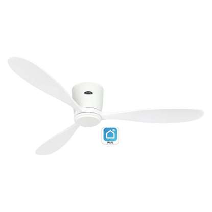 Image de Ventilateur de plafond économe en énergie Eco Plano Wood WE-WE, avec télécommande et 6 vitesses. Particulièrement plat pour les plafonds bas. WiFi. (Casafan)