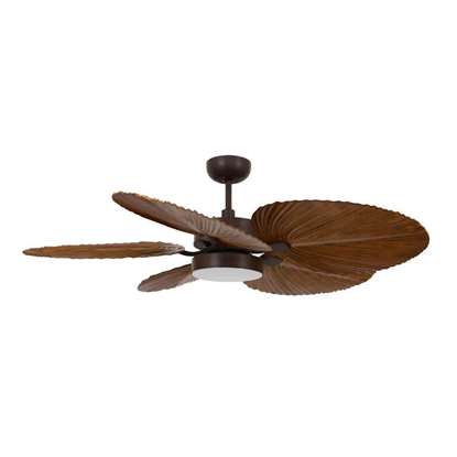 Image de Ventilateur de plafond Airfusion Bali Ø 132cm avec télécommande, (6 vitesses) - Marque: Lucci air - Boîtier: Oil Rubbed Bronze, 5 hélices en plastique robuste avec une design d'une feuille de plante tropicale - DC-Moteur 42W Mode été/hiver - Beacon Lighting.