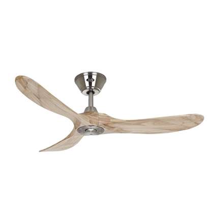 Immagine di Ventilatore da soffitto Eco Genuino 122 BN-NT, cromo spazzolato Ø 122cm, con telecomando
. Colore eliche naturale. (Casafan)