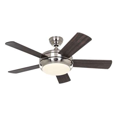 Bild von Deckenventilator Titanium 105 BN, Chrom gebürstet Ø 105cm, mit Fernbedienung. Flügelfarbe Nussbaum/Kirsche. (Casafan)