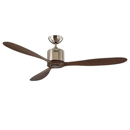Immagine di Ventilatore da soffitto Aeroplan Eco BN-NB cromo spazzolato, Ø 132cm, con telecomando. Colore eliche noce. (Casafan)