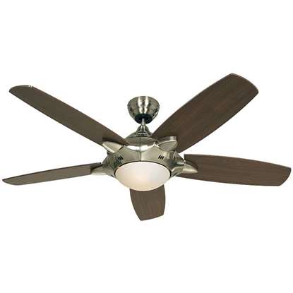 Bild von Deckenventilator Mercury BN, Chrom gebürstet Ø 132cm. Flügel Nussbaum/Silber.