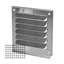 Image de Grille pare pluie en aluminium, rejet d'eau, sans Manchon, avec moustiquaire. 500 x 500 mm. 70% coupe transversale libre.